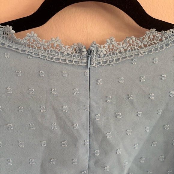 SHEIN Curve Plus Size 3X Baby Blue Ruffle Swiss Dot Flutter Sleeve Dress. - Picture 7 of 9